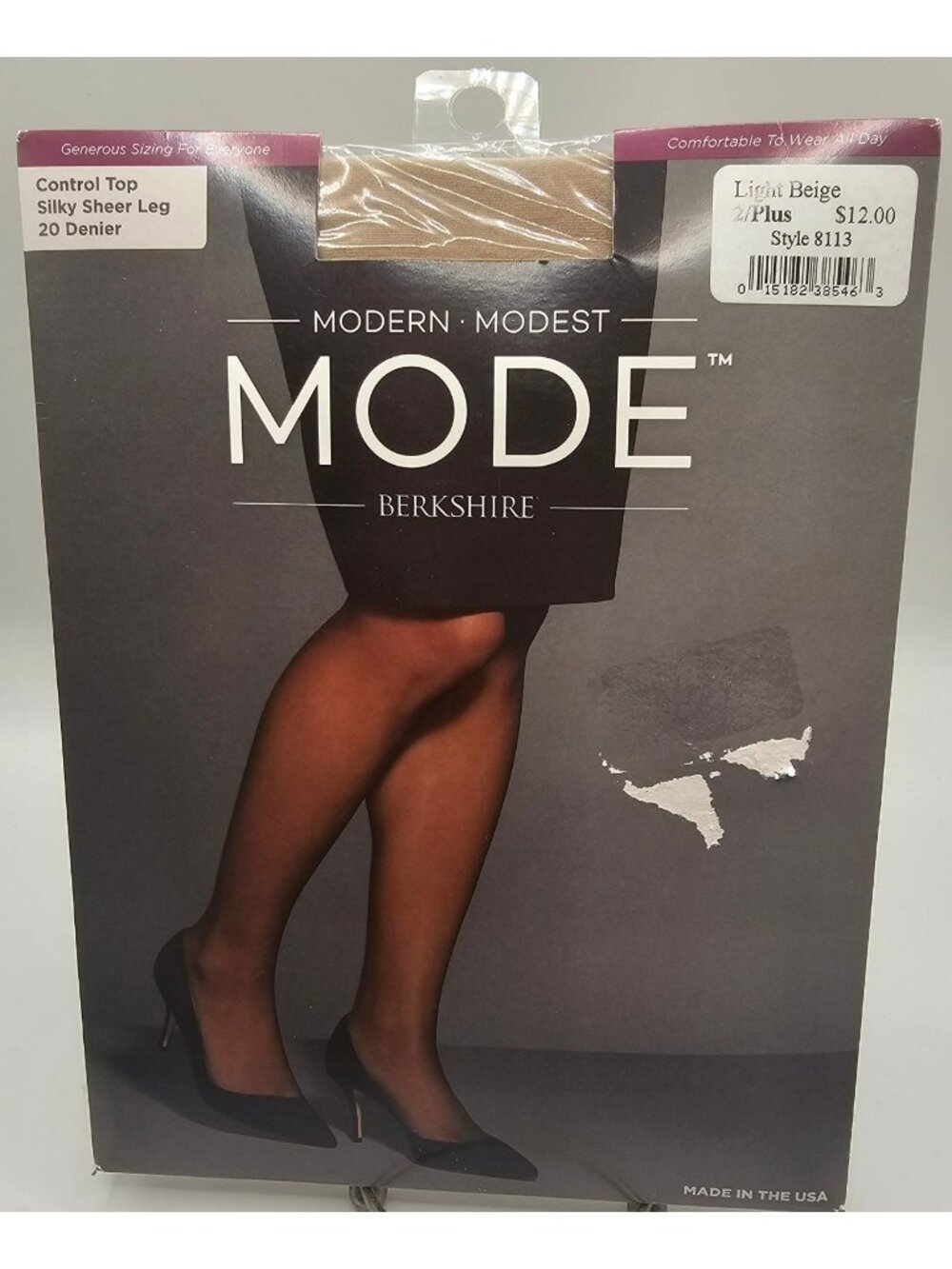Berkshire Mode 2X Plus Light Beige Control Top Silky Sheer Leg Pantyhose 20 Deni